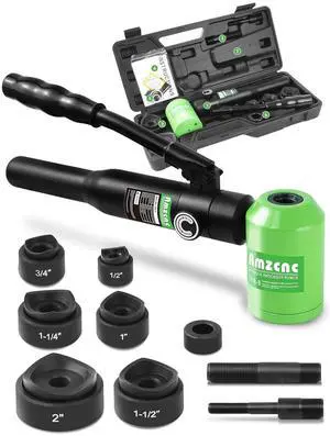 Hydraulic Knockout Hole Punch Driver Kit 1/2 to 2 inch Electrical Conduit Hole Cutter Set KO Tool Kit Metal Sheet Puncher (1/2~2)