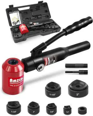 360° Rotate Hydraulic Knockout Punch Kit 1/2 to 2 inch Electrical Conduit Hole Cutter Set KO Tool Kit Hole Making Tool,Punch Dies be Seconday Cutter (TPA-8 red)