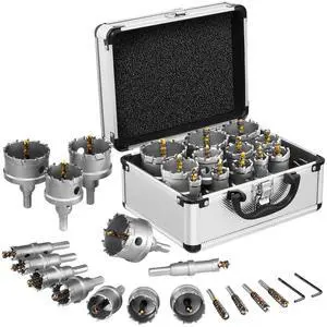 16PCS Hole Saw Kit for Hard Metal,Upgrade Heavy Duty Carbide,12 Sizes Including 5/8" to 2-1/4,Tungsten Carbide Tipped Hole Cutter SetSuitable for Hard Metal, Stainless Steel, Wood, Iron