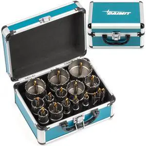 DAIMIT 19Pcs TCT Hole Saw Kit, 1/2"-2-1/8" Heavy-Duty Tungsten Carbide Hole Saws Kit for Metal, Stainless Steel, Iron, Wood, Plastic, with 3*Detachable Pilot Drill Bits and 3*L-Wrench