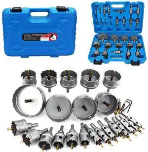 27PCS Hole Saw Kit with Drill Bits,33/64''to 3-15/16''Carbide Hole Saw Kit for Hard Metal,Alloy,Aluminum,Stainless Steel,Plastic,Iron