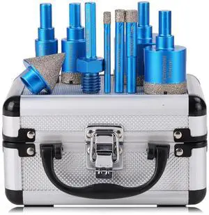 Diamond Drill Bits Set Tile Hole Saw Diamond Hole Saw 9pcs 6/8/10/20/25/35/50mm,35mm5/8-11 Beveling Chamfer Bit,1pc SDS Adapter for Glass Ceramic Porcelain Tiles Marble Brick Granite pots