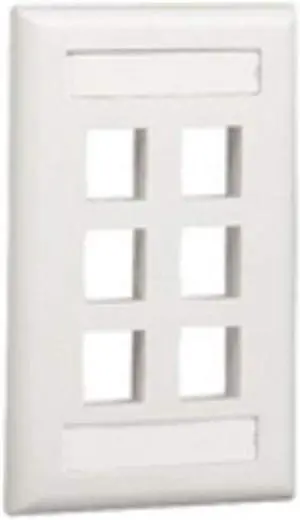 NK6FWHY 1-Gang 6-Port Faceplate with Label, White