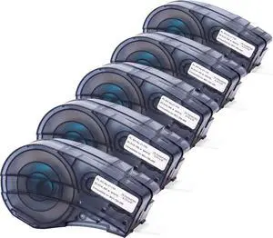 5-Pack Copmpatible with M21-750-499 Cartridge Black on White 3/4 Inch Nylon Cloth Ribbon Label Tape, for Wire and Cable, 0.75 Inch x 16 Feet, Not Compatible with M210 and M211