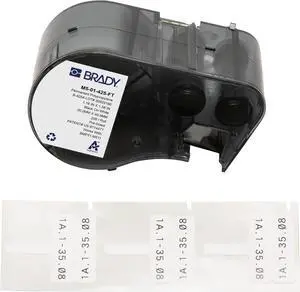 Authentic (M5-01-425-FT) Wire and Cable Flag Polypropylene Labels 1.575" H x 1.181" W Black on White, 200 Labels. for use with The BMP51 and M511 Label Printers