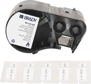 Authentic (M5-120-499) Aggressive Adhesive Multi-Purpose Nylon Labels 0.5 x 1 x 0.375 Dia Black on White, 240 Labels. for use with The BMP51 and M511 Label Printers