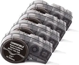 Compatible Label Tape Replacement for M21-750-499 Black on White Nylon Cloth 3/4 Inch Label Tape, for Wire and Cable, Work with M210-, M211-, BMP21 Plus, BMP21 LAB Printer, 0.75 Inch, 4-Pack