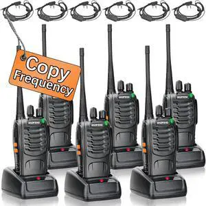 Walkie Talkies Long Range for Adults  Radio Walkie Talkie Earpiece with Mic Rechargeable Two Way Radio Long Range Copy Frequency Waki Taki for Cruise Ships Hunting Skiing (6 Pack)