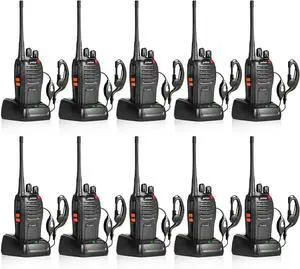 666S 10 Pack walkie talkies for Adults Long Range Rechargeable with Headphones and Li-ion Battery,Two Way Radio has VOX/Noise Reduction/TOT/Flashlight/Monitoring/Scan Function10 Pack