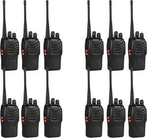 12 Pack  Bf-888S Walkie Talkies for Adults Long Range Handheld Two-Way Radios Rechargeable with Earpiece Mic,16 Channel Walky Talky with Flashlight for Team, School, Hunting, Skiing