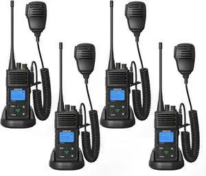Two Way Radio with Shoulder Speaker Mic,5W High Power 2 Way Radios Long Range,Walkie Talkie earpiece with mic for Adults Construction Site School Security(4 Pack)