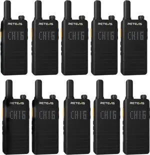 B3H Small Walkie talkies with LED Diaplay, New Version of RT22(3.0), Ultra Slim, USB-C Rechargeable, with 1620 mAh Battery, Portable FRS Two-Way Radios for Hotel School Restaurant (10 Pack)