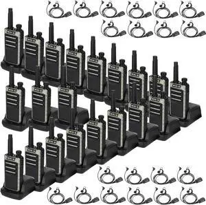 RB66 Walkie Talkie 1 Hour Fast Charging,Portable FRS Two-Way Radios with Earpiece,USB-C Charging,Flashlight,Fluorescent Design,Business 2 Way Radio for Catering Healthcare School(20 Pack)