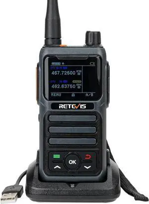 RB17P GMRS Radio Walkie Talkie, GMRS 2 Way Radio Long Range Walkie Talkies Rechargeable with 2200mAh Battery, SOS Siren, NOAA Scanning & Receiving for Hikers, Campers and Hunters