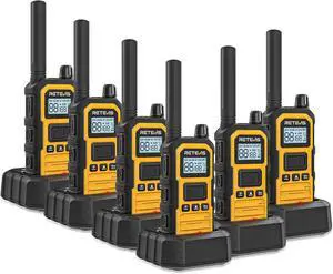RB48 Plus Radios Walkie Talkies, IP67 Waterproof Two Way Radio Long Range, Heavy Duty 2 Way Radio, GMRS, Group Call, Vibration Alert, Emergency, for Construction Job Site(6 Pack)