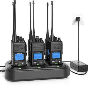 FPCN30A Radios Walkie Talkies Long Range Business Commercial Programmable UHF 2 Way Radios Two-Way Radio(6 Pack) with 6 Way Multi Gang Charger & Earpieces