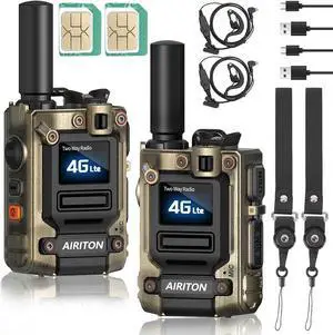Walkie Talkies  Radios Unlimited Range Nationwide 4G Long Distance 5000 Miles Handheld POC Two Way Radio AI-G7 Push to Talk Over Cellular Radio Long Range Walkie Talkie (2 with SIM Card)