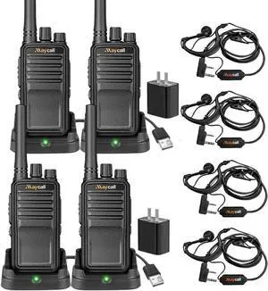 MC-528 4 Pack Walkie Talkies for Adults, Two Way Radio with Earpiece, 2 Way Radio Long Range, Hands Free, 1200mAh Battery, Portable FRS Walkie Talkie, Rechargeable with USB Charging Base