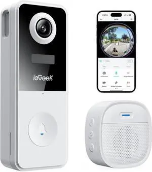 Doorbell Camera Wireless No Subscription, 3MP Video Doorbell with Chime, 180° Head to Toe View, 2-Way Talk Voice Changer, AI Motion Detection Night Vision, Only 2.4GHz WiFi, Works with Alexa