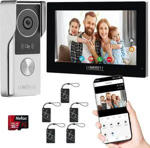 2-Wired Doorbell Camera with Monitor, Video Doorbell Intercom System with 1080P 7-inch Touch Screen, Night Vision, 130° Wide Angle, Tuya App Remote Unlock, Waterproof, No Monthly Fees