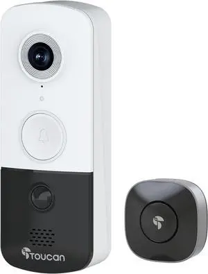 Doorbell Camera, Video Doorbell with Chime, 2-Way Talk, 2.4Ghz WiFi, Night Vision, PIR Motion Detection, Compatible with Alexa and Google Assistant, Indoor Outdoor Surveillance