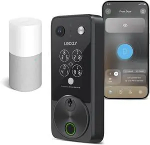Vision Zeno Smart Lock with Video Doorbell Camera, Fingerprint Keyless Entry with Apple Home Key, Wi-Fi Deadbolt for Front Door, PIN Genie Keypad, App Remote Control, 2 Rechargeable Batteries