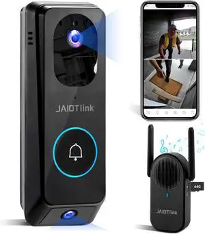 2K Dual Lens Video Doorbell Camera Wireless with Chime, Package Protection, 64GB SD Card, Voice Changer, 2-Way Audio, Night Vision, Compatible with Alexa