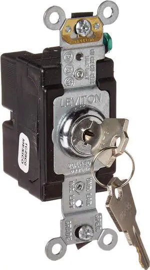 20 Amp, 120/277 Volt, Key Locking, Single-Pole, AC Quiet Switch, Extra Heavy Duty Spec Grade, Self Grounding, 1221-2KL, Chrome