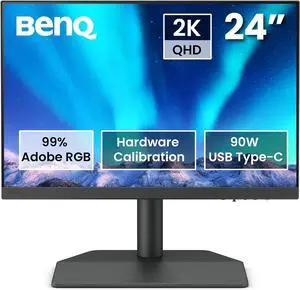 SW242Q 24-inch 2K 90W USB-C 16:10 Photographer MacBook/Windows Compatible Monitor, 99% Adobe RGB, 100% sRGB, Hardware Calibration, 90W USB-C, TUV Anti-Reflection Cert., 16-bit 3D LUT, HDR10