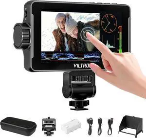 DC-550 Pro Camera Field Monitor 1200nit HD 1920x1080 IPS Touch Screen Camera Monitor with 3D LUT, 4K HDMI Loop in/Out with Peak Focus Assist HDR Waveform, Sunshade Hood&Battery Cold Shoe Mount