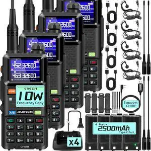 Radio UV-5RM Ham Radio Handheld 10W Ham Radios Long Range Two Way Radios with 2500mAh Battery, Type-C Charging,  Walkie Talkies 4 Pack