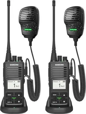 FPCN10A Long Range Two Way Radio with Waterproof Speaker Mic - Heavy Duty Walkie Talkies, 20 Channels UHF Radios, 3000mAh Battery for Construction Site, School Security & Warehouse(2-Pack)