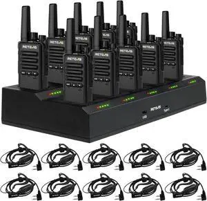 RT68B Walkie Talkies for Adults Long Range, with 10 Multi Way Charger, Easier Securer Charging, Rechargeable Two Way Radios for School Industry Warehouse(10 Pack)