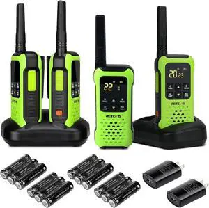 RT49P Waterproof Two Way Radio, IP67 Waterproof Floating Walkie Talkies, Rechargeable Walkie Talkies for Adults, VOX, NOAA, Flashlight, SOS, for Kayaking, Camping, Skiing 4 Pcs Green