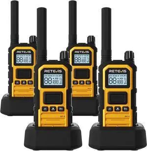 RB48 Plus IP67 Waterproof Heavy Duty Long Range Walkie Talkies, GMRS Radio, Construction Jobsite Two Way Radio, NOAA, Shock Resistant, Dual PTT, Vibration Reminder(4 Pack)