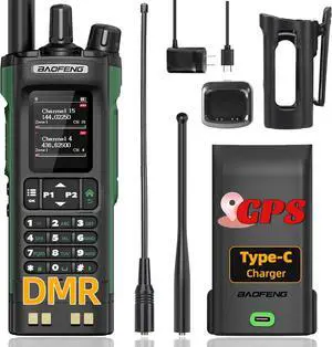 Ham Radio  DM32 DMR Radio Handheld Rechargeable Walkie Talkies Long Range DM32UV 5RM Two Way Radio NOAA Weather Radio with GPS, Copy Frequency 2500mAh Battery USB-C Charging with Radio Holster
