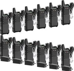 Radios Walkie Talkies Long Range:  MT1 Portable FRS Two Way Radios Long Range with Earpiece VOX License-Free Rechargeable Walkie Talkies for Adults School Restaurant Business Hiking, 12 Pack