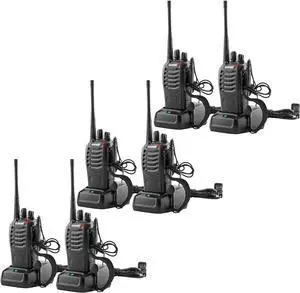 Walkie Talkies  888S Radio Rechargeable Walkie-Talkies Long Range with Earpieces for Adults, 2 Way Radios Kids walkie talkies 6 Pack