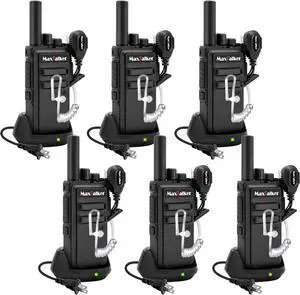 Radios Walkie Talkies Long Range:  MT-5X Rechargeable Walkie Talkies for Adults with Upgraded Earpiece, 1500mAh Battery, Type-C Charging Two Way Radio for Business,Working,Camping Trip,6 Pack