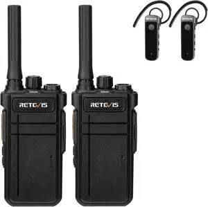RB37 Bluetooth Walkie Talkies,Bluetooth Two Way Radio New Version,2000 mAh&120h Standby Long Battery Life,Wireless Earpiece,Flashlight,VOX,Type-C,2 Way Radio for Church Hospital Family(2Pack)