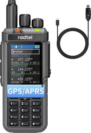 RT-880G GPS APRS Ham Radio 10W Walkie Talkie Portable CB Radio 1024 Channels HF SSB Rx with Cross-Band Repeater, 2.4 Inch Color Display, 2400mAh Rechargeable Battery,
