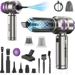 Car Vacuum Portable Cordless 18000PA High Power Mini Vacuum Cleaner Hand Vacuum Cordless Rechargeable, with with Brushless Motor for Car Detailing Keyboard Cleaner Home Cleaning(Purple)