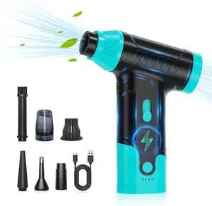 Compressed Air Duster Keyboard Cleaner - Electric Air Blower Cleaning Kit 150,000 RPM Mini Blower Spray to Dust Off Car, PC, Keyboard, Vacuum (Green)