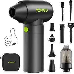Compressed Air Duster,  Electric Air Duster PC & Keyboard Cleaning Kit, 150000RPM Rechargeable 4-Speed Dust Mover for Car, Mini Metal Handheld Air Blower Replaces Compressed Air Can