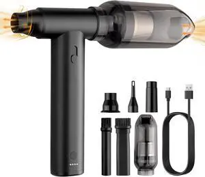 2-in-1 Electric Air Duster & Vacuum Turbo Fan,125000 RPM Cordless Jet Blower Adjustable Speeds,8000mAh Rechargeable Battery,Aluminum Body,for Travel,Computer Keyboard,Car,Home&Office Cleaning