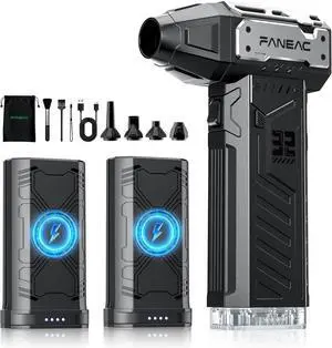 Electric Air Duster, Ultra-Powerful Compressed Air Duster, 2 x Battery-Pack, 3-Gear Speed, 150,000 RPM BLDC Brushless Motor, for Keyboard, Computer, House, Indoor and Outdoor