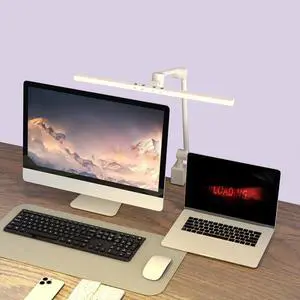 LED Desk Lamp with Clamp,Monitor Light Bar,Eye-Caring Desk Light,Ultra High Definition and Brightness Table Light,4 Modes 12 Brightness, (White Desk Lamp with Clamp)