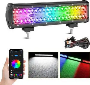 12 Inch RGB Light Bar, 12" RGBW LED Pod Lights Color Chasing Light Pods Multicolor Lights for ATV UTV Polaris RZR Can-am x3 Truck Pickup Wrangler SxS