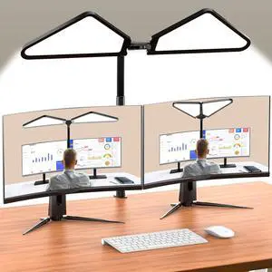 Ultra-Large Dual-Source Clamp-On Gooseneck Desk Lamp | Super Bright LED Study Light with Flexible Arms, 5 Brightness & 4 Color Modes for Home Office/Reading/Gift