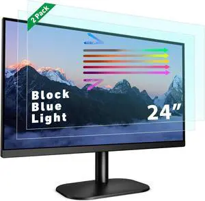2-Pack 24 Inch Blue Light Screen Protector for Monitor  16:9 Removable Anti-Blue Light Filter, Eye Strain Relief, UV Protection Film for Computer Monitors